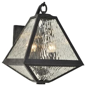 Glacier 2-Light Black Charcoal Outdoor Wall Mount Sconce