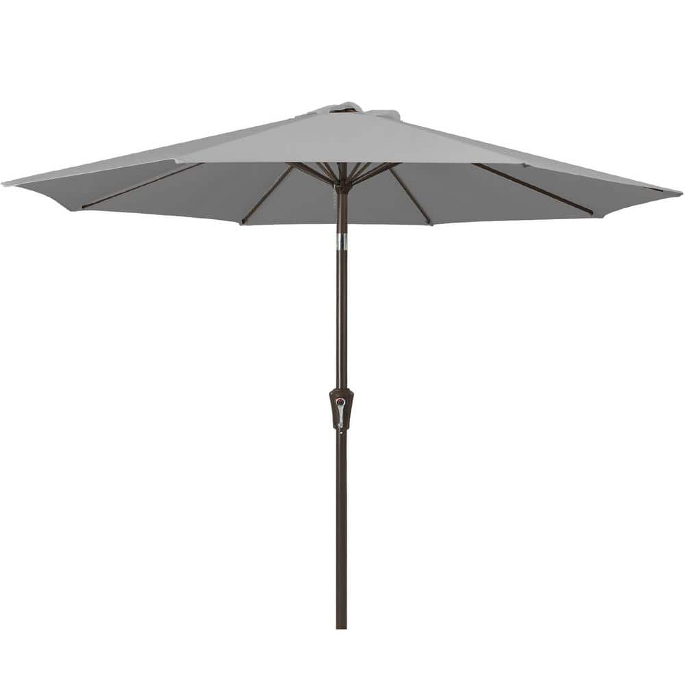 Air Vented 9 ft. Alloy Steel Market Solar Tilt Half Patio Umbrella in Light