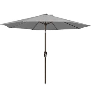 Air Vented 9 ft. Alloy Steel Market Solar Tilt Half Patio Umbrella in Light Gray