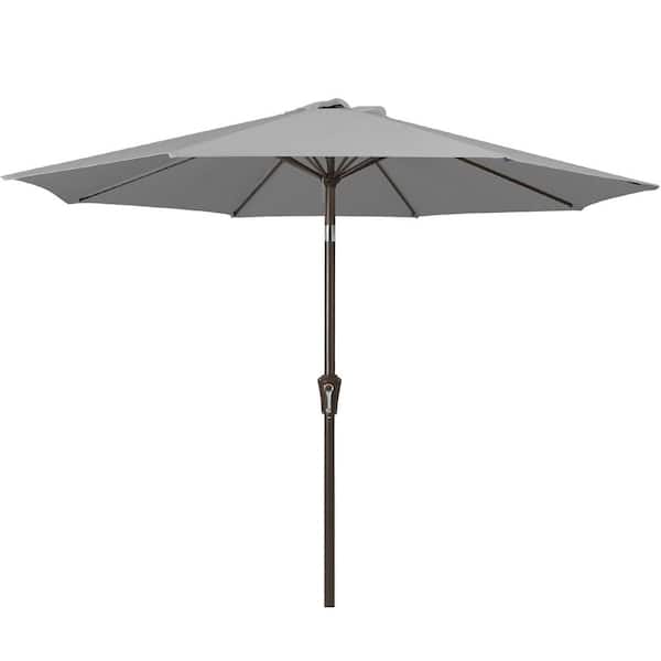 Unbranded Air Vented 9 ft. Alloy Steel Market Solar Tilt Half Patio Umbrella in Light Gray