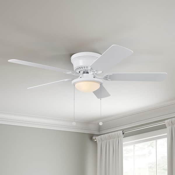 Hampton Bay Hugger 52 in. LED Indoor White Ceiling Fan with Light Kit