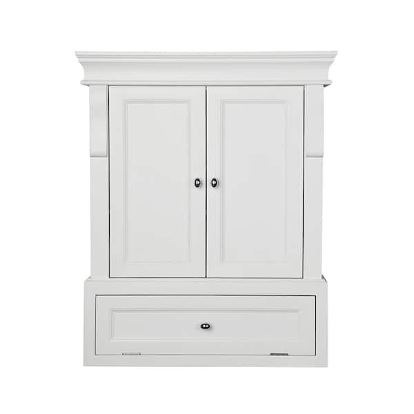 Home Decorators Collection Naples 26.5 in. W x 8 in. D x 32.8 in. H Bathroom Storage Wall Cabinet in White