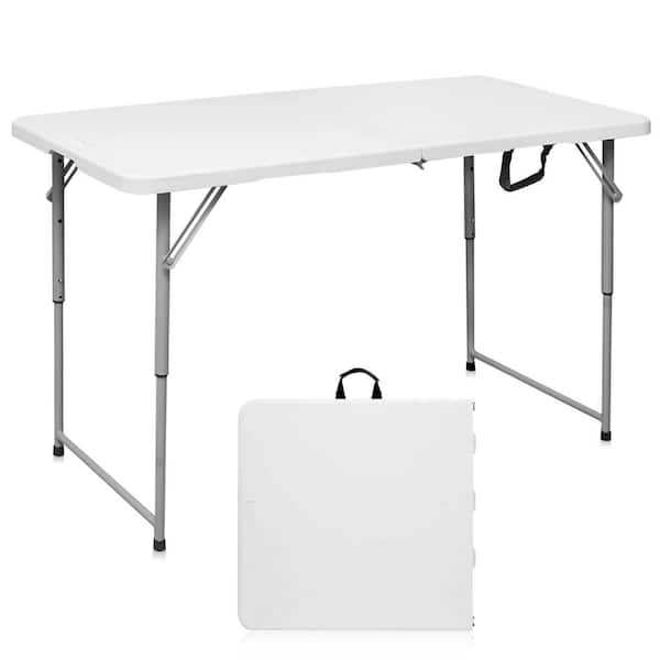 24 in. HDPE Rectangle Plastic Picnic Tables with Adjustable Height and Handle for Indoor Outdoor Camping Party (1-Pack)