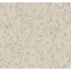 Luminous Branches Taupe And Silver Wallpaper