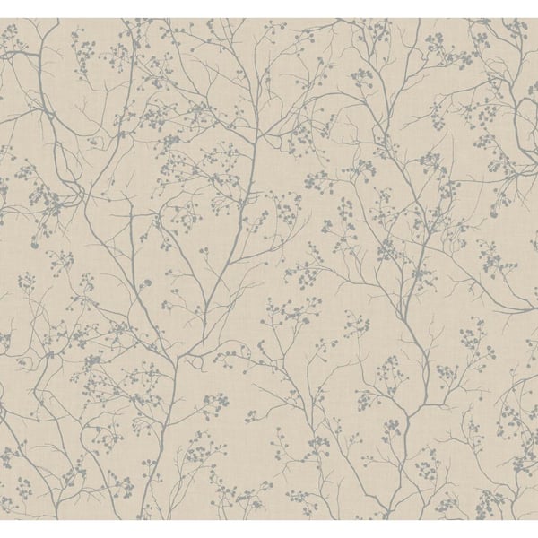 Antonina Vella Luminous Branches Taupe And Silver Wallpaper