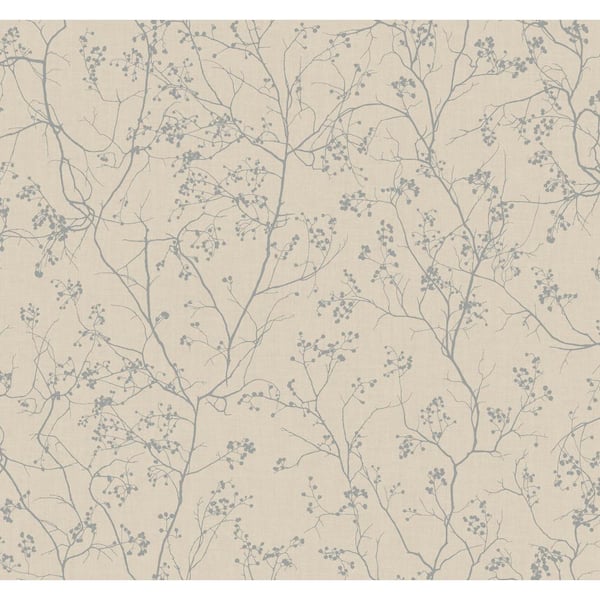 Antonina Vella Luminous Branches Taupe And Silver Wallpaper