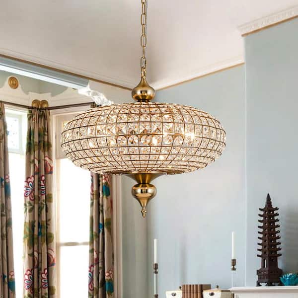 Allenglade 5-Light 20 in. Unique Antique Bronze Globe Chandelier with Crystal Accents