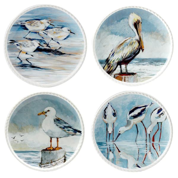 Certified International Shorebirds Assorted Colors Salad Plates (Set of 4)