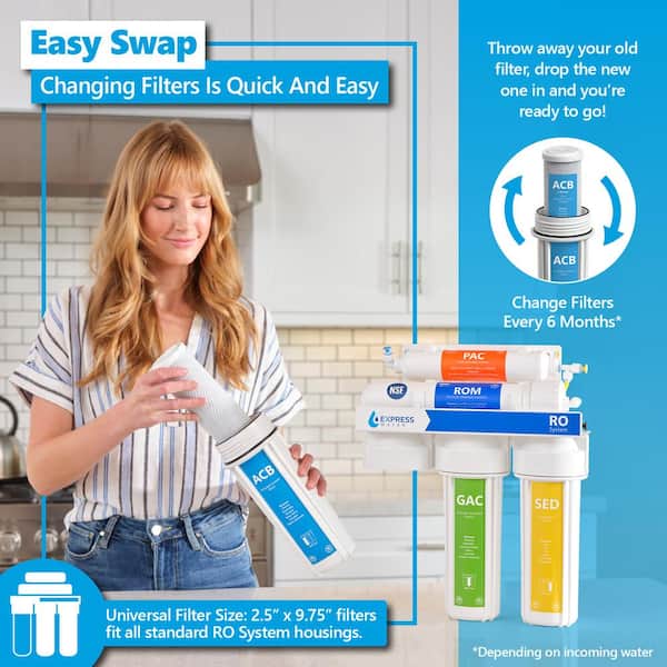 Express Water – 50 Pack Activated Carbon Block Water Filter Replacement – 5 Micron – Under Sink Reverse Osmosis System Express Water – 50 Pack Activated Carbon Block Water Filter Replacement – 5 Micron – Under Sink Reverse Osmosis System