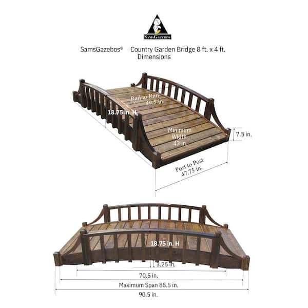 SamsGazebos Country Garden Bridge 8 ft. x 4 ft. 400 lb. Load