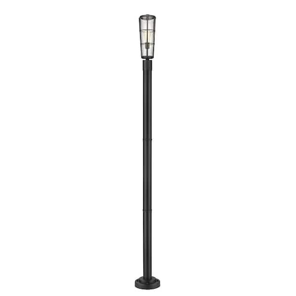 Unbranded Helix 1-Light Black 93 in. Aluminum Hardwired Outdoor Weather Resistant Post Light Set with No Bulb Included