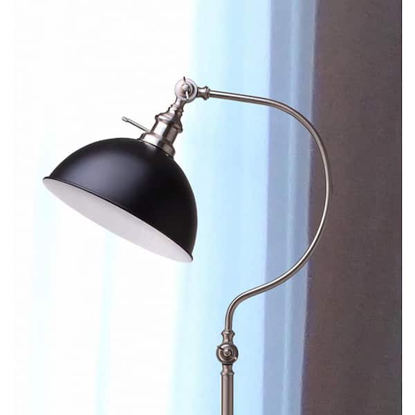 56 in. Nickel Standard Floor Lamp with Adjustable Lamp Head for Living Room, Bulb not Included