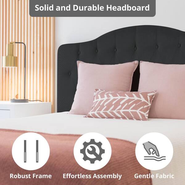HOMESTOCK Black Headboards for Full Size Bed Upholstered Button Tufted Bed Headboard Height Adjustable Full Headboard 18729HDN