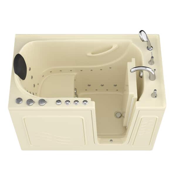 Universal Tubs Safe Deluxe 53 in. L x 30 in. W Right Drain Walk-in Whirlpool and Air Bathtub in Biscuit