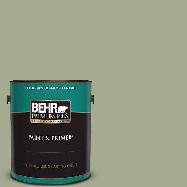 BEHR PREMIUM PLUS 1 gal. #PMD-36 Mountain Sage Semi-Gloss Enamel Exterior Paint & Primer
