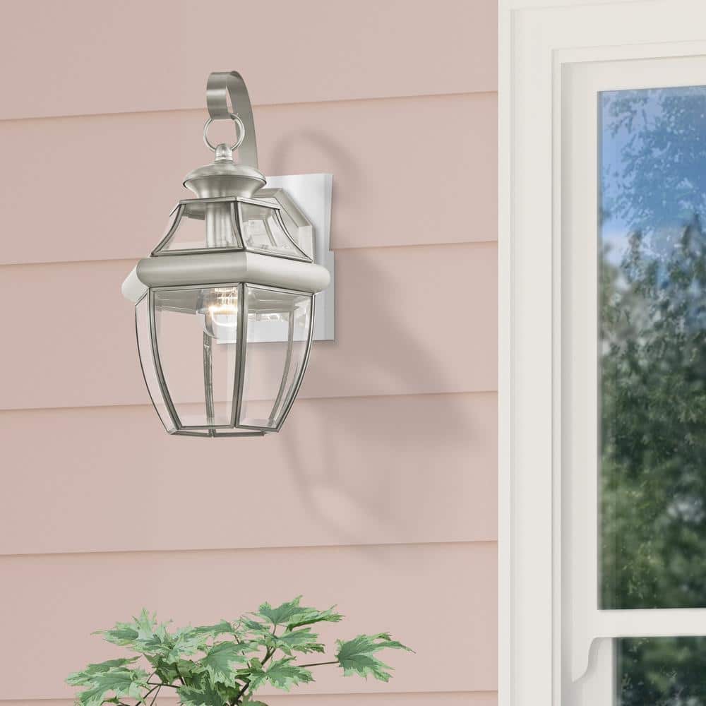 Brushed Nickel Traditional Outdoor Wall Sconce with Dome Shade