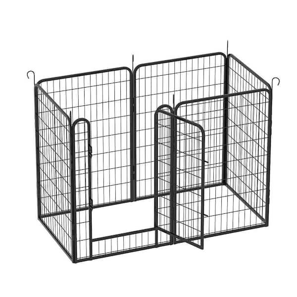 39.37 in. H Iron Garden Fence with Door, 6 Panels Heavy Duty Metal Playpen for Pets