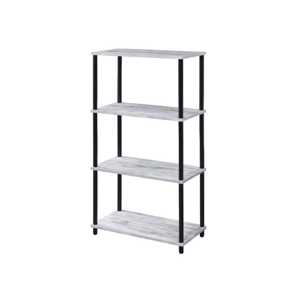 Jushua 44 in. Height Antique White and Black Finish 4Shelves Bookcase