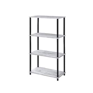44 in. Height Antique White and Black Finish 4-Shelves Bookcase for Bedroom Living Room