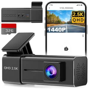 Front Dashcam 2.5K 1440P with App, Night Vision Car Camera, 24H Parking Mode, G-Sensor, Loop Recording & Free 32G Card