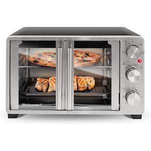 Double French Door Toaster Oven fits 12" Pizza, Stainless Steel