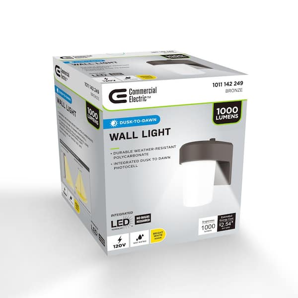 FE 60-Watt, Equivalent CE Integrated LED Jelly Jar Bronze, Outdoor Hardwired Wall Sconce Light 4000K