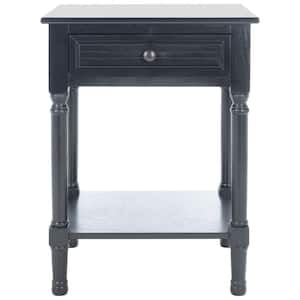 Tate 19 in. Black Rectangle Wood Storage End Table