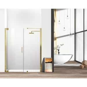 Simply Living 60 in. W x 72 in. H Semi-Frameless Hinged Shower Door in Brushed Gold with Clear Glass