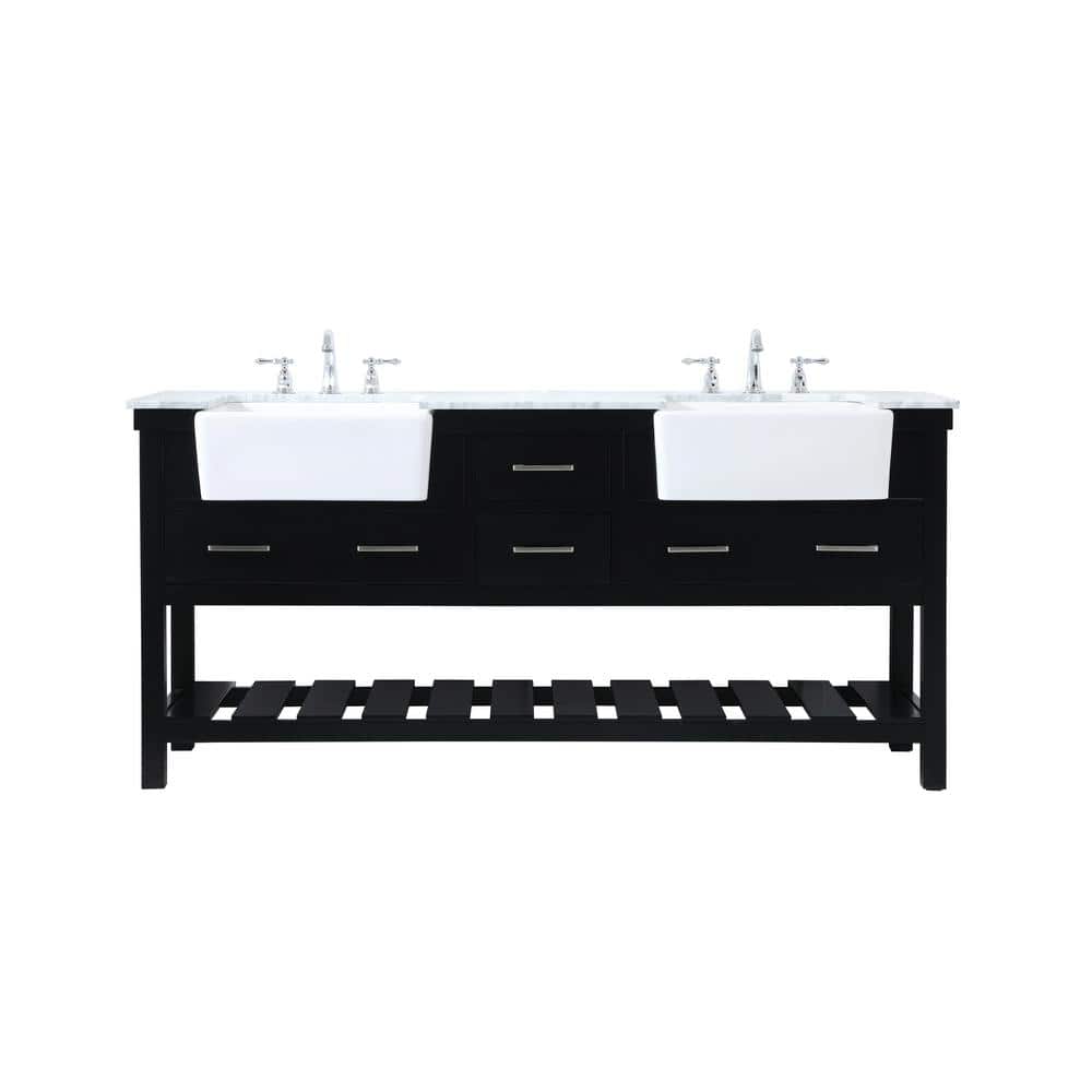 Simply Living 72 in. W x 22 in. D x 34.125 in. H Bath Vanity in Black with 