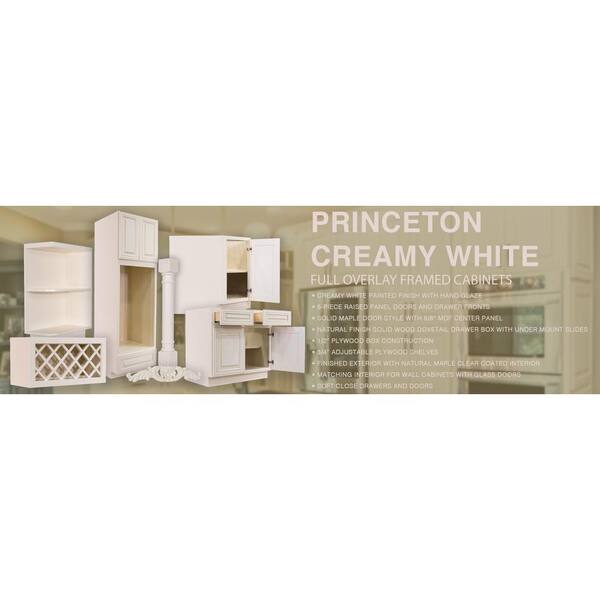 LIFEART CABINETRY Princeton Assembled 33 in. x 34.5 in. x 24 in. Base Lazy Susan Cabinet in Creamy White