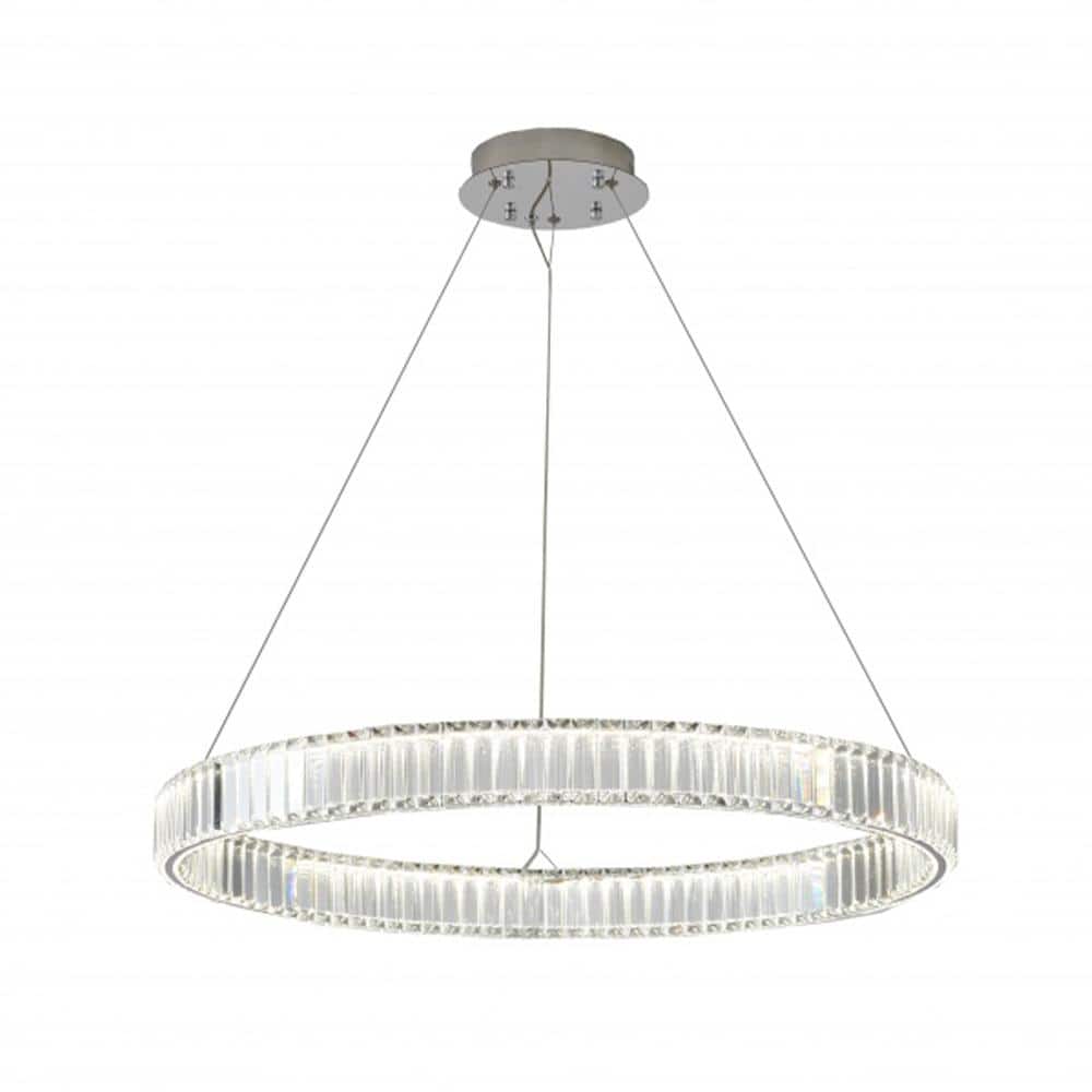 Lilia 1-Light dimmable Integrated LED Chrome Crystal Circle Chandelier for 
