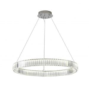 Lilia 1-Light dimmable Integrated LED Chrome Crystal Circle Chandelier for Living Room
