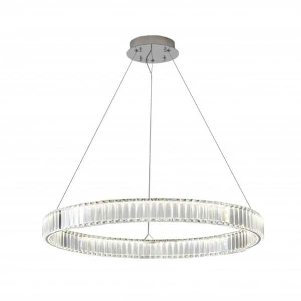 Unbranded Lilia 1-Light dimmable Integrated LED Chrome Crystal Circle Chandelier for Living Room