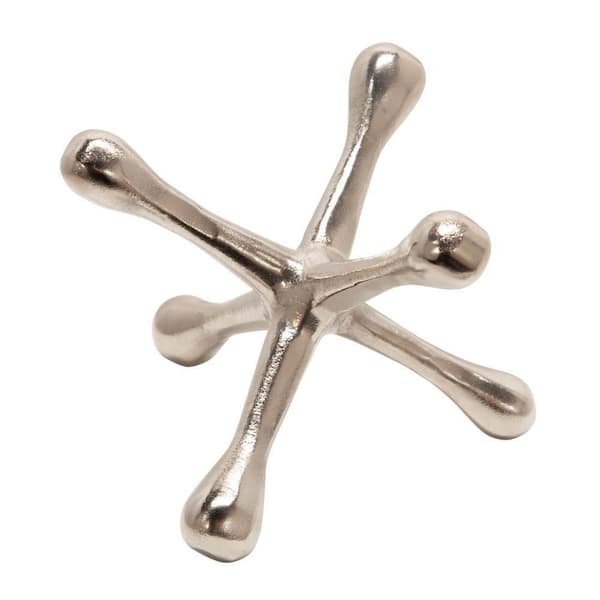 Liv & Skye Silver 8 in. x 5 in. Metal Jacks Abstract Sculpture