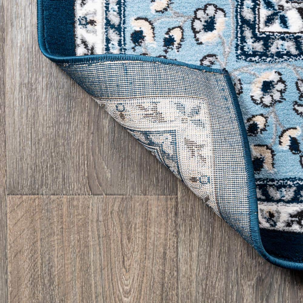 Navy Blue Medallion Synthetic Persian Area Rug 3' x 5'