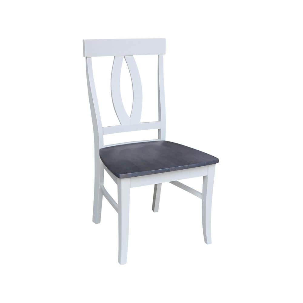 Heather Gray and White Solid Parawood High Side Chair