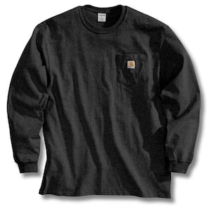 Men's Tall X Large Black Cotton Long-Sleeve T-Shirt