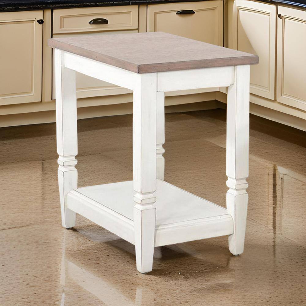 24 in. Brown Rectangle Wood End Table with Shelf price history on PriceWatchPro