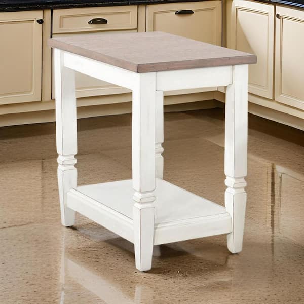 Benjara 24 in. Brown Rectangle Wood End Table with Shelf