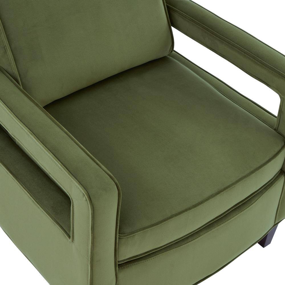 Questa Green Velvet Accent Arm Chair with Wood Legs
