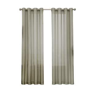 Liberty Sage Solid Polyester 52 in. W x 63 in. L Sheer Single Grommet Top Curtain Panel