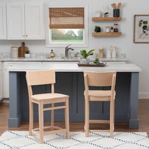 Barrow 37 in. H Unfinished High Back Wood Counter Stool with Wood Seat (Set of 2)