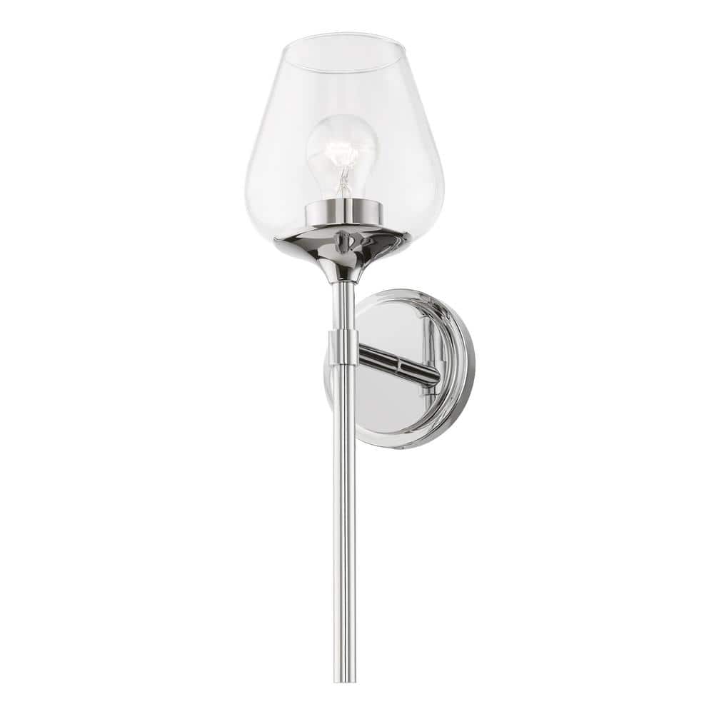 Elegant Chrome Vanity Sconce with Clear Glass Shade