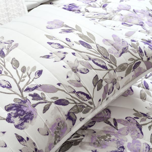Lush Decor Tanisha Reversible Quilt Gray/Purple King Set (3-Piece