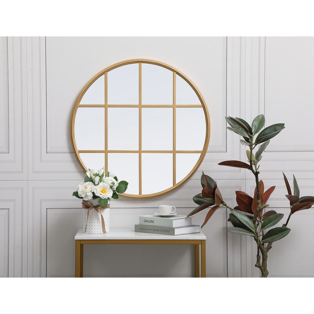 Contemporary Gold Wood Framed 28" Square Wall Mirror