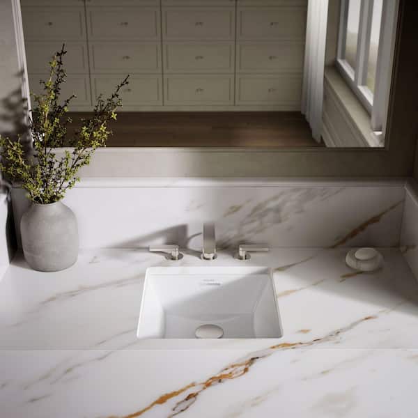 KOHLER Brazn 16 in. Square Undermount Bathroom Sink in White 21056