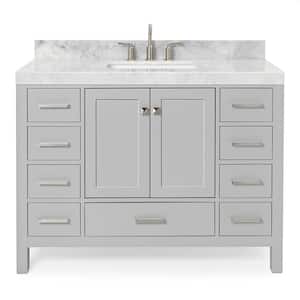 Cambridge 48 in. W x 22 in. D x 36.5 in. H Single Sink Freestanding Bath Vanity in Grey with Carrara Marble Top
