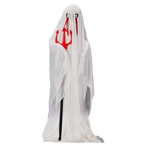 51 in. Outdoor Life Size Animatronics Ghost with Trident Halloween Animatronic
