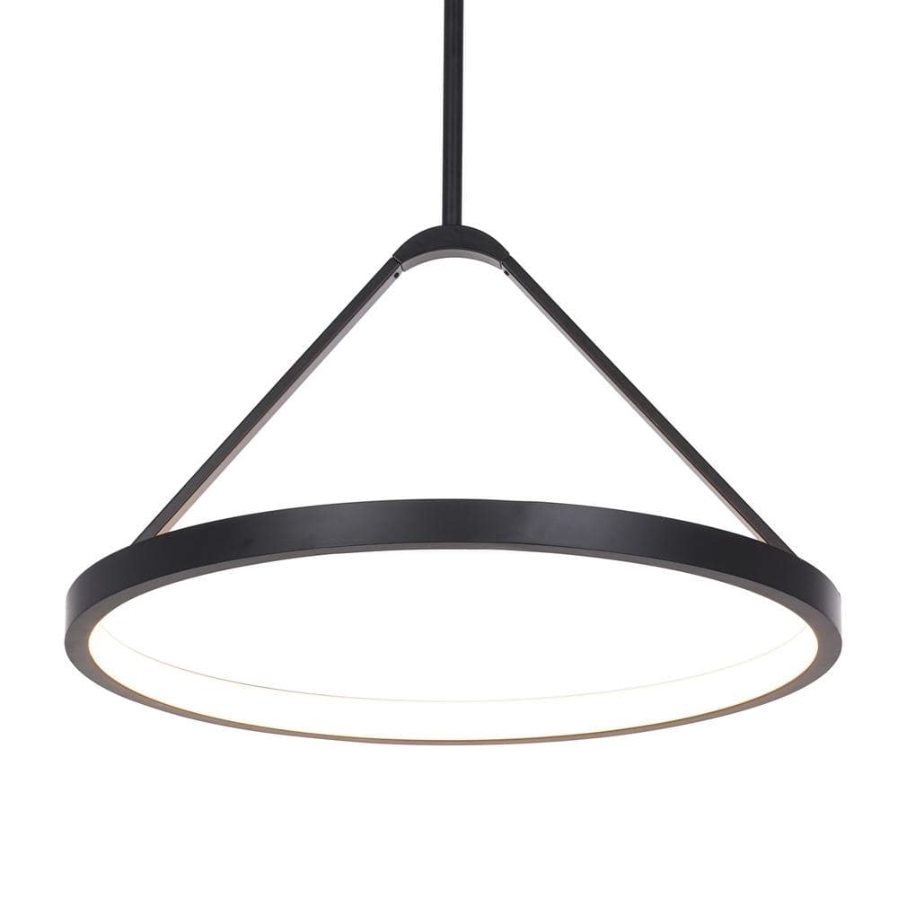 Townly 35-Watt 1-Light Satin Black Bowl Integrated LED Pendant Light with Open Metal Ring Shade