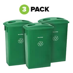 23 Gal. Green Slim Recycling Can with Bottle and Can Lid (3-Pack)
